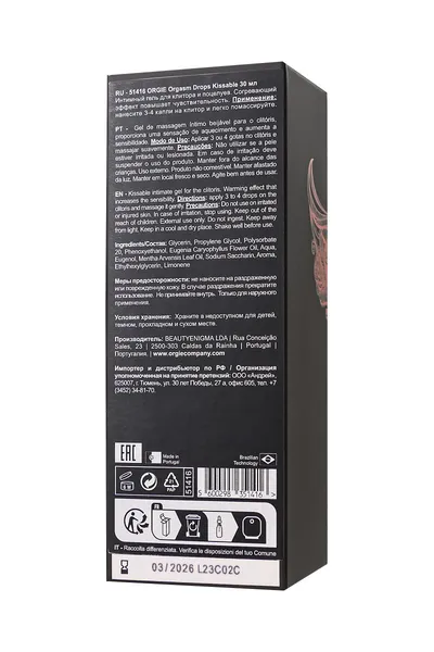 Orgie Orgasm Drops Kissable, 30 ml, uzbudljivi jestivi gel za klitoris