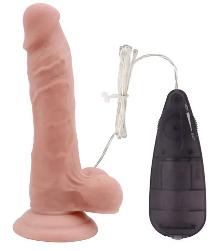 Telesni vibrator sa skrotumom na usisnoj čaši Beginners dildo vibrator .