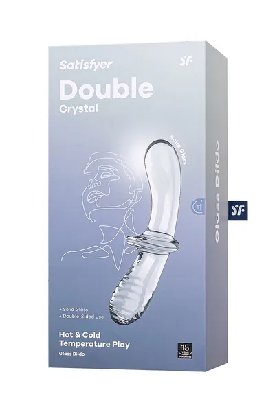 Satisfier Double Cristal dvostrani Dildo, staklo, prozirno, 19,5 cm
