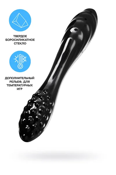 Satisfier Dazzling Cristal 1 dvostrani Dildo, staklo, crno, 18,5 cm