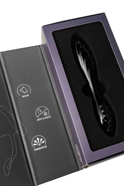 Satisfier Dazzling Cristal 1 dvostrani Dildo, staklo, crno, 18,5 cm