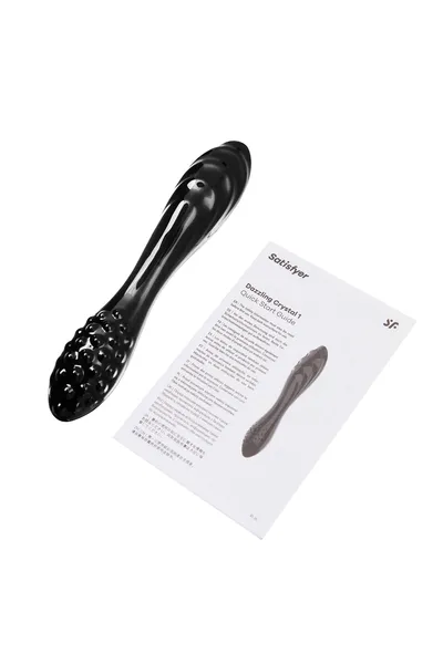 Satisfier Dazzling Cristal 1 dvostrani Dildo, staklo, crno, 18,5 cm