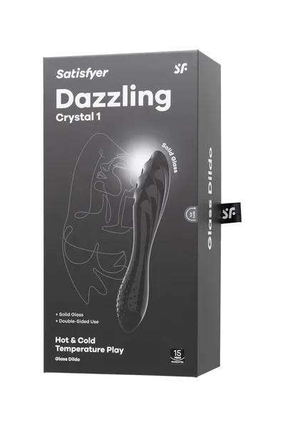 Satisfier Dazzling Cristal 1 dvostrani Dildo, staklo, crno, 18,5 cm