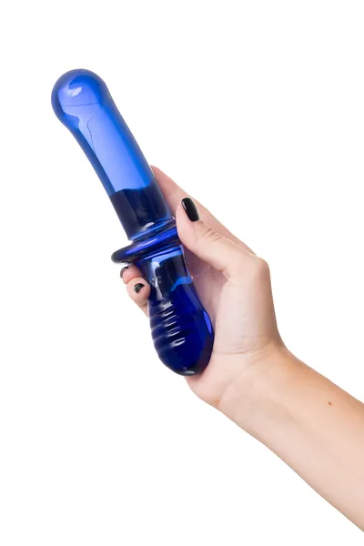 Satisfier Double Cristal dvostrani Dildo, staklo, cijan, 19,5 cm