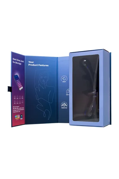 Satisfier Double Cristal dvostrani Dildo, staklo, cijan, 19,5 cm