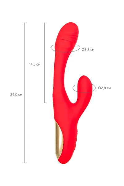 VIBROKROLIK sa pokretnim jezičkom JOS Patti, silikon, crvena, 24 cm