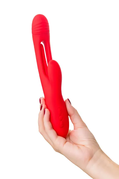 VIBROKROLIK sa pokretnim jezičkom JOS Patti, silikon, crvena, 24 cm