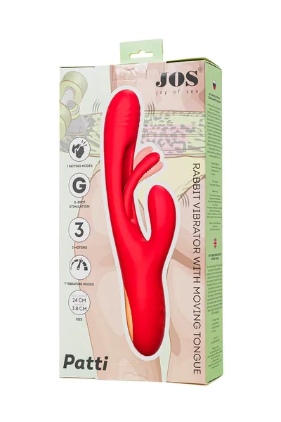 VIBROKROLIK sa pokretnim jezičkom JOS Patti, silikon, crvena, 24 cm