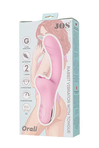 VIBROKROLIK sa laskavim jezikom JOS Orali, silikon, roze, 22 cm