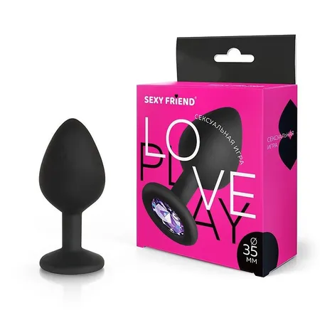 Glavčina je analna, L 80 mm d 35 mm, crna, boja kristala je svetlo ljubičasta, silikon, art. SF-70501-15