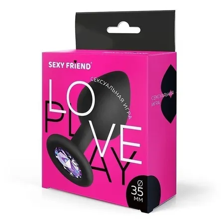 Glavčina je analna, L 80 mm d 35 mm, crna, boja kristala je svetlo ljubičasta, silikon, art. SF-70501-15