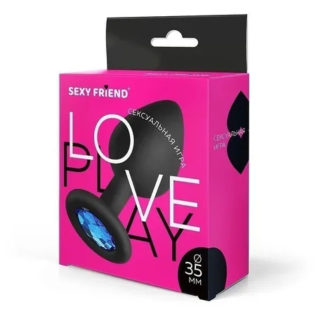 Glavčina je analna, L 80 mm d 35 mm, crna, boja kristala je plava, silikon, art. SF-70501-05