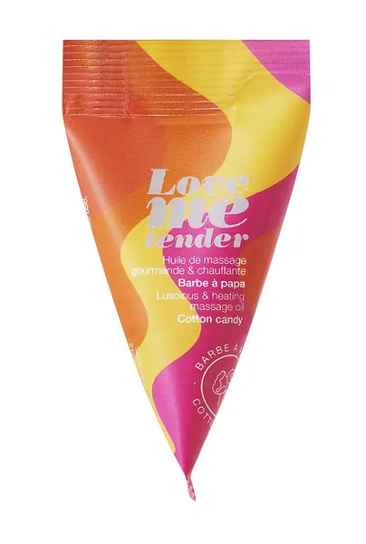 Съедобное согревающее массажное масло love me tender cotton candy с ароматом сладкой ваты .
