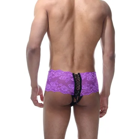 Muške ljubičasto-crne gaćice sa pikantnim vezicama