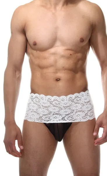 Muške bele i crne gaćice sa pikantnim vezicama