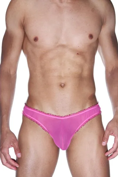 Muške vruće ružičaste Gaćice-Brazilian sa volančanom završnom obradom