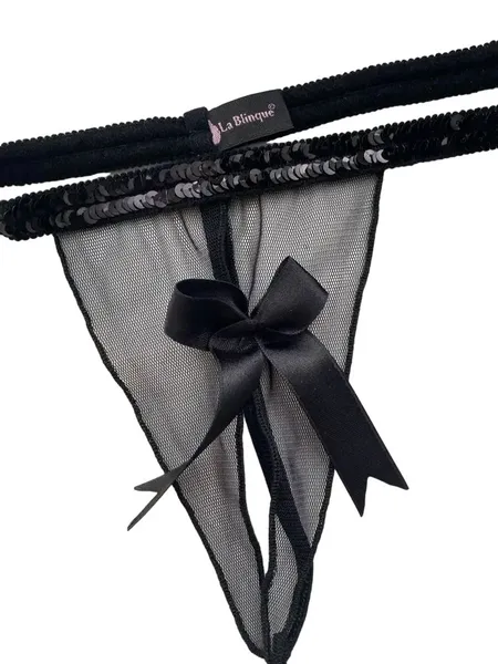 Sexi tange gaćice sa šljokicama na pojasu i mašnom