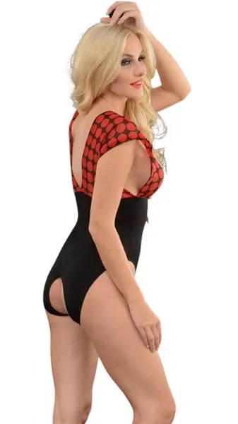 Ženski bodi sa gornjim delom u krupnom grašku