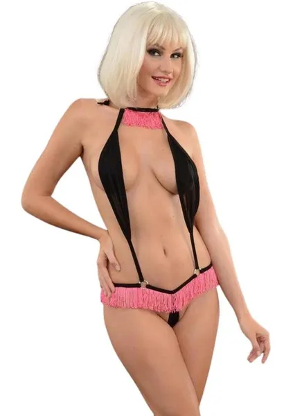 Originalni bodi sa ružičastim resama na vratu i bokovima