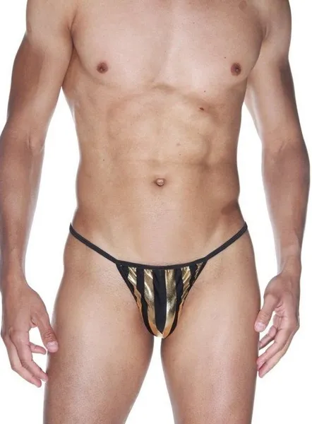 Muške gaćice od crne tkanine sa širokim zlatnim prugama