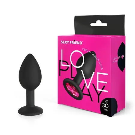 Utulka je analna, l 73 mm d 30 mm, crna, boja kristala je rubinova, silikon, art. sf-70500-14