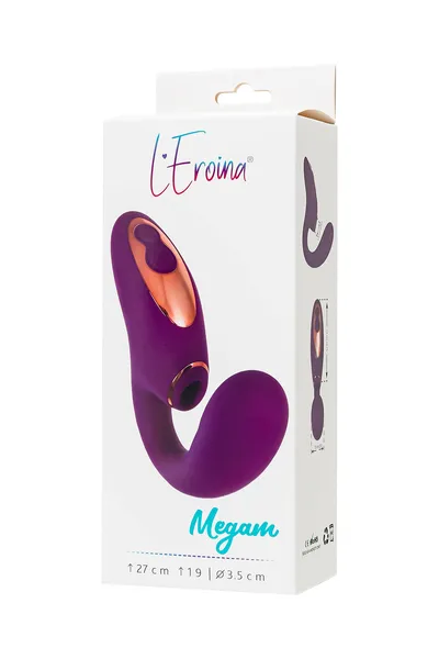 L'eroina megam dvostruki stimulativni masažer, silikon, ljubičasta, 27,5 cm