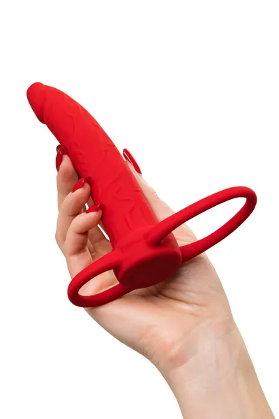Mlaznica na penis za dvostruke penetracije Black Red by TOYFA , silikonski, crvena, 16,5 cm