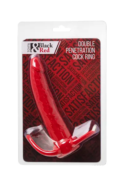 Mlaznica na penis za dvostruke penetracije Black Red by TOYFA , silikonski, crvena, 16,5 cm