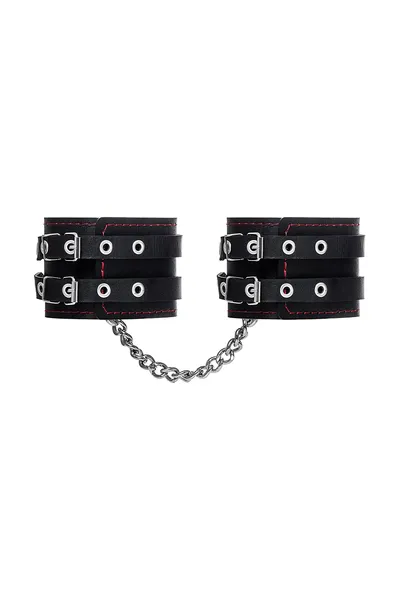 Okovi Pecado BDSM, sa dve trake i crnom oblogom, prirodna koža, crna