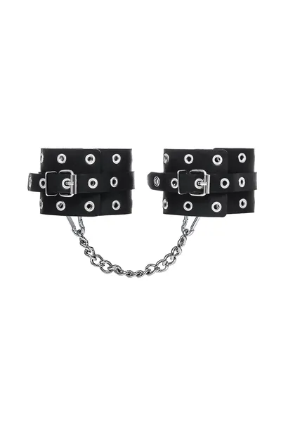 Pecado BDSM okovi, jednoslojni sa ušicama, prirodna koža, crni