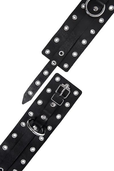 Pecado BDSM okovi, jednoslojni sa ušicama, prirodna koža, crni