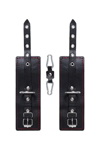 Pecado BDSM lisice, jednoslojne sa kontrastnim šavovima, koža, crna