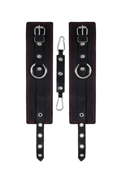 Pecado BDSM okovi, jednoslojni sa kontrastnim šavovima, prirodna koža, crni