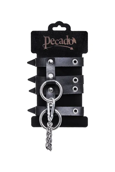 Pecado BDSM lisice, jednoslojne od dve trake, prave kože, crne