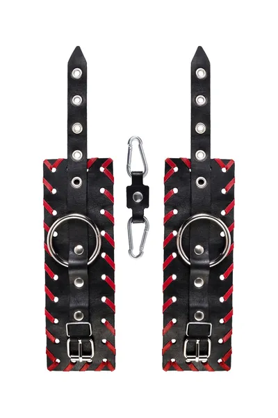 Pecado BDSM lisice, crvene ivice, koža, crna