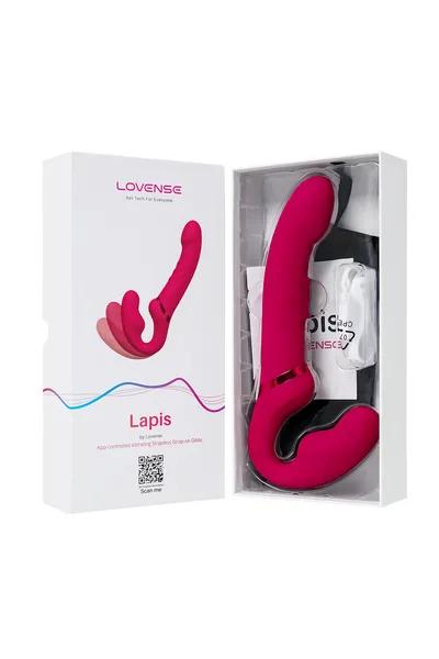 Strapon lovense Lapis, silikon, crvena, 23 cm