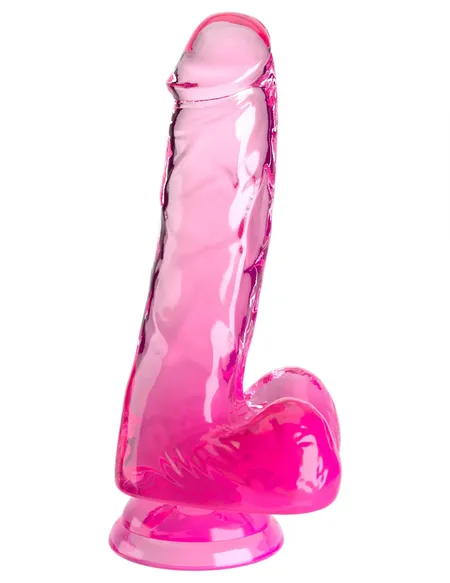 Ružičasti dildo sa skrotumom na usisnoj čaši 6  Cock vith Balls-17,8 cm.
