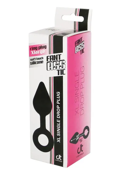 Crni čep sa prstenom XL Single Drop plug-14 cm