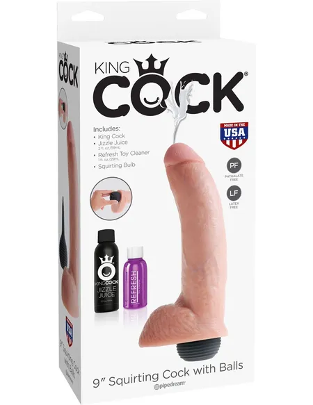 Dildo squirting cock with balls sa efektom ejakulacije telesni 22,9 cm