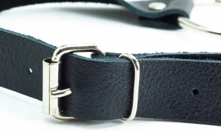 Crni kožni geg sa prstenom