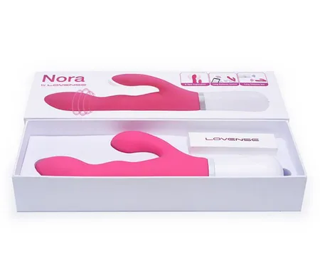 Lovense Nora Vibrator sa klitorisnim stimulatorom, silikon, roze, 20 cm