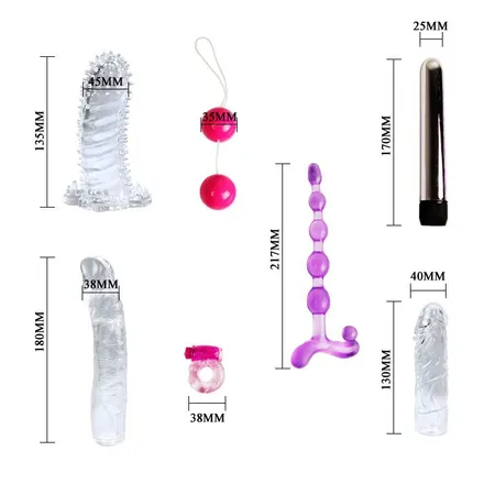 Set: vibracioni masažer+mlaznice+vag.kuglice+ analni sex.lanac+erecz.prsten sa vibratorom