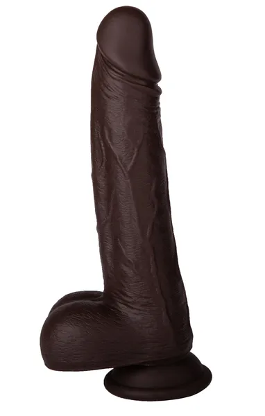 Tamnoputi realistični vibracioni masažer sa grejanjem perverznijemvratno-progresivnim pokretima i daljinskim upravljačem.