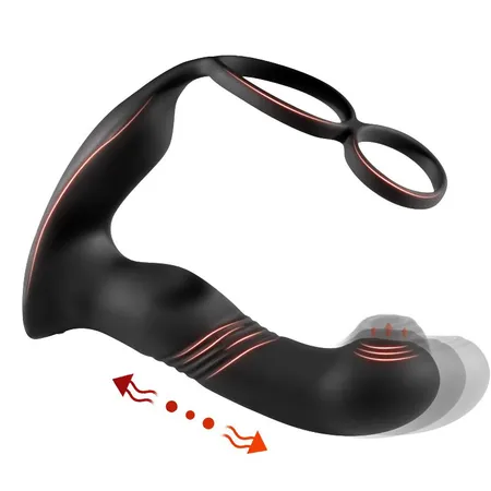 Crni vibracioni masažer prostate sa efektom fingeringa-16 cm.