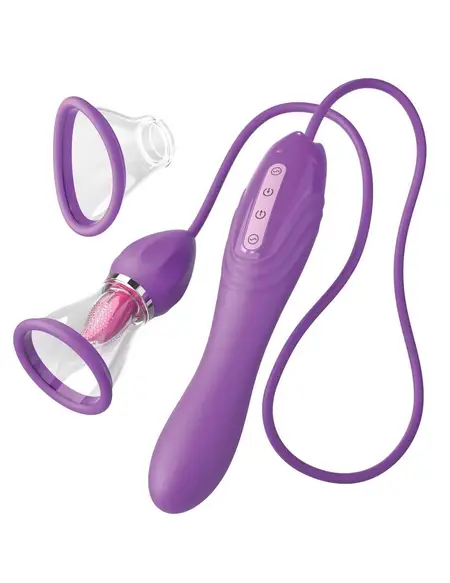 Lila vibracioni stimulator sa pumpom i Her Ultimate Pleasure mak jezičkim simulatorom