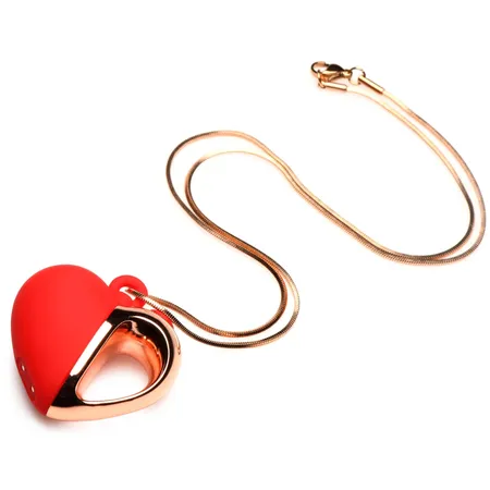 Vibrating Silicone Heart Necklace crvena ogrlica sa vibratorskim priveskom
