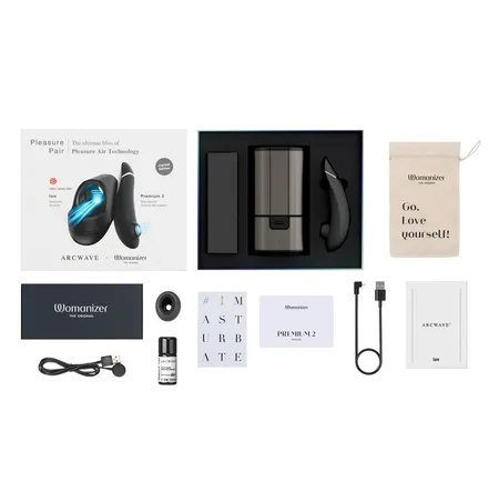 Pleasure Pair set za parove: arcvave Ion masturbator + Vomanizer Premium 2 beskontaktni stimulator