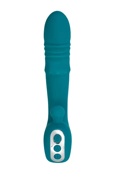Vibrator sa funkcijom Up Dovn i stimulativnim prstenom, jos Mija, silikon, zelena, 19 cm