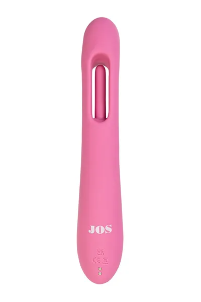 Vibrator sa pokretnim jezičkom i stimulativnom kuglicom, jos Monti, silikon, ružičasta, 24 cm