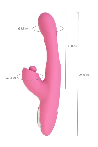 Vibrator sa pokretnim jezičkom i stimulativnom kuglicom, jos Monti, silikon, ružičasta, 24 cm